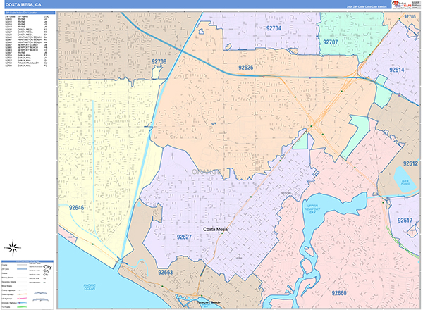 Costa Mesa Map Color Cast Style